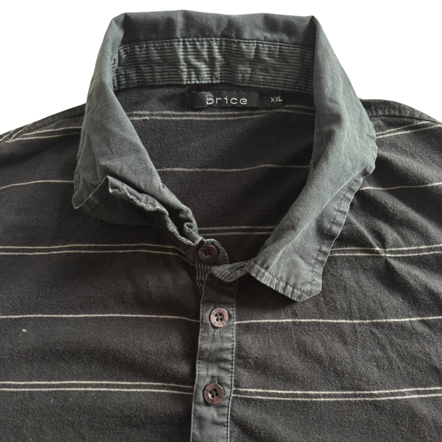 XXL Brice Black and White Striped Rugby Shirt