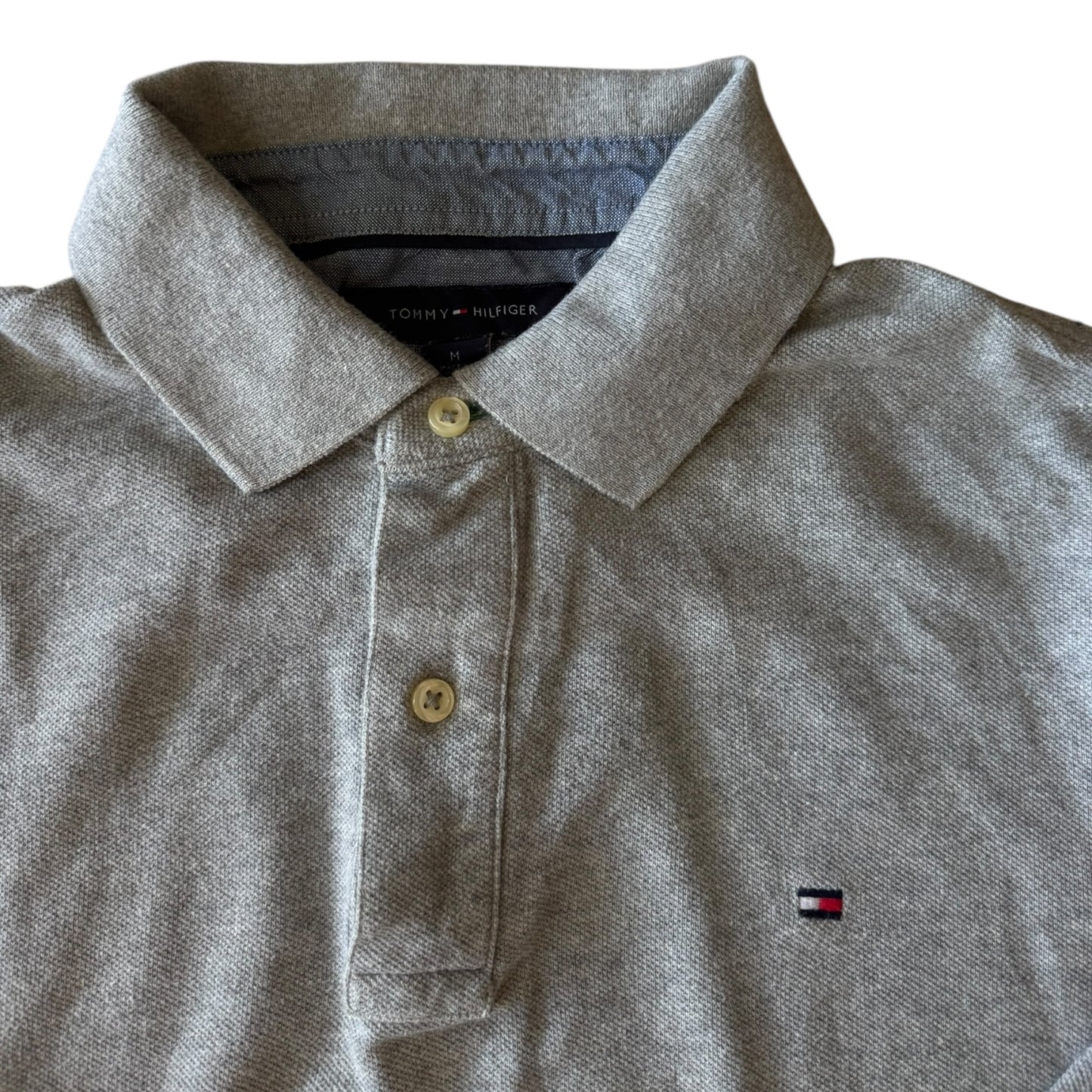 Medium Tommy Hilfiger Grey Long Sleeved Polo Shirt