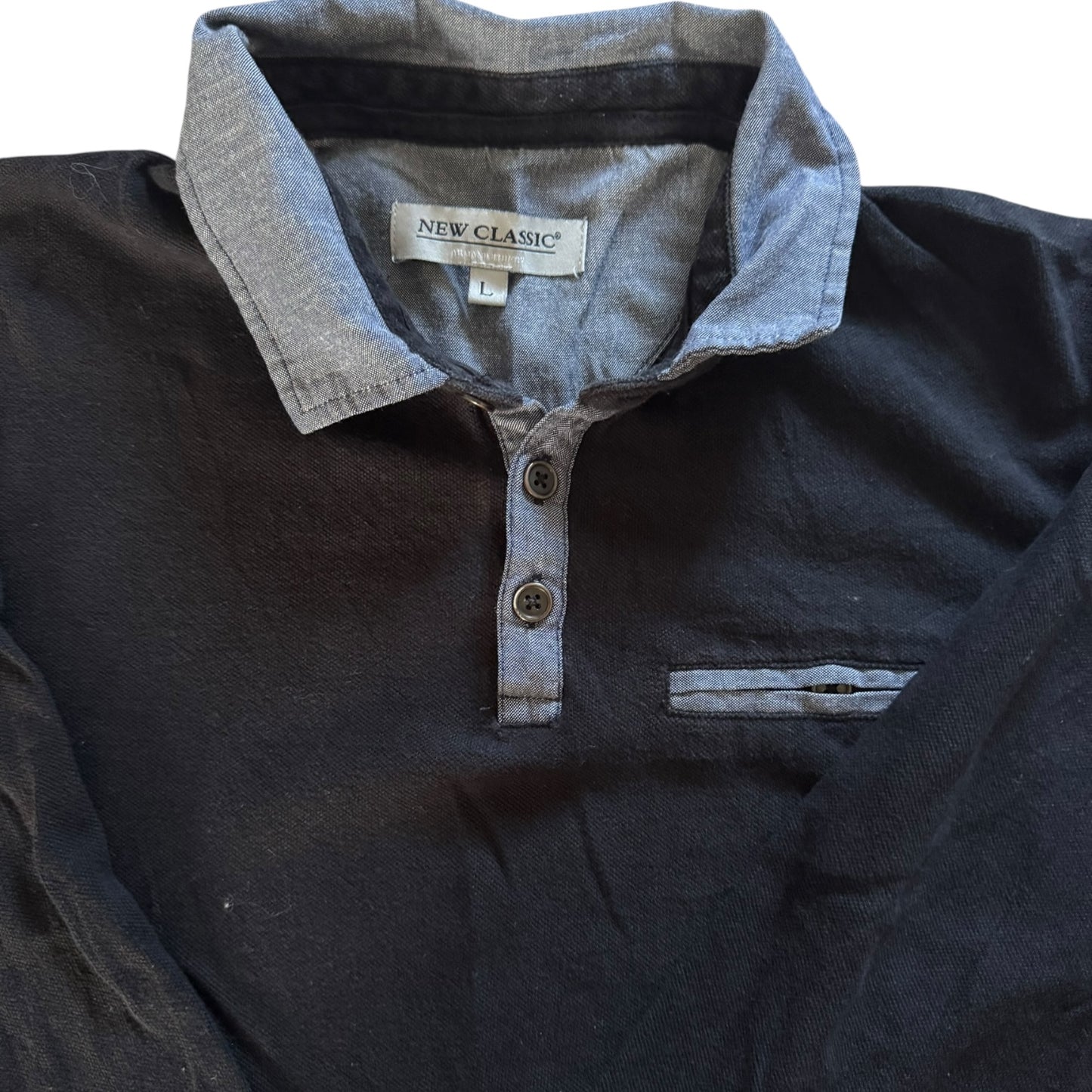 Large New Classic Black Rugby Shirt