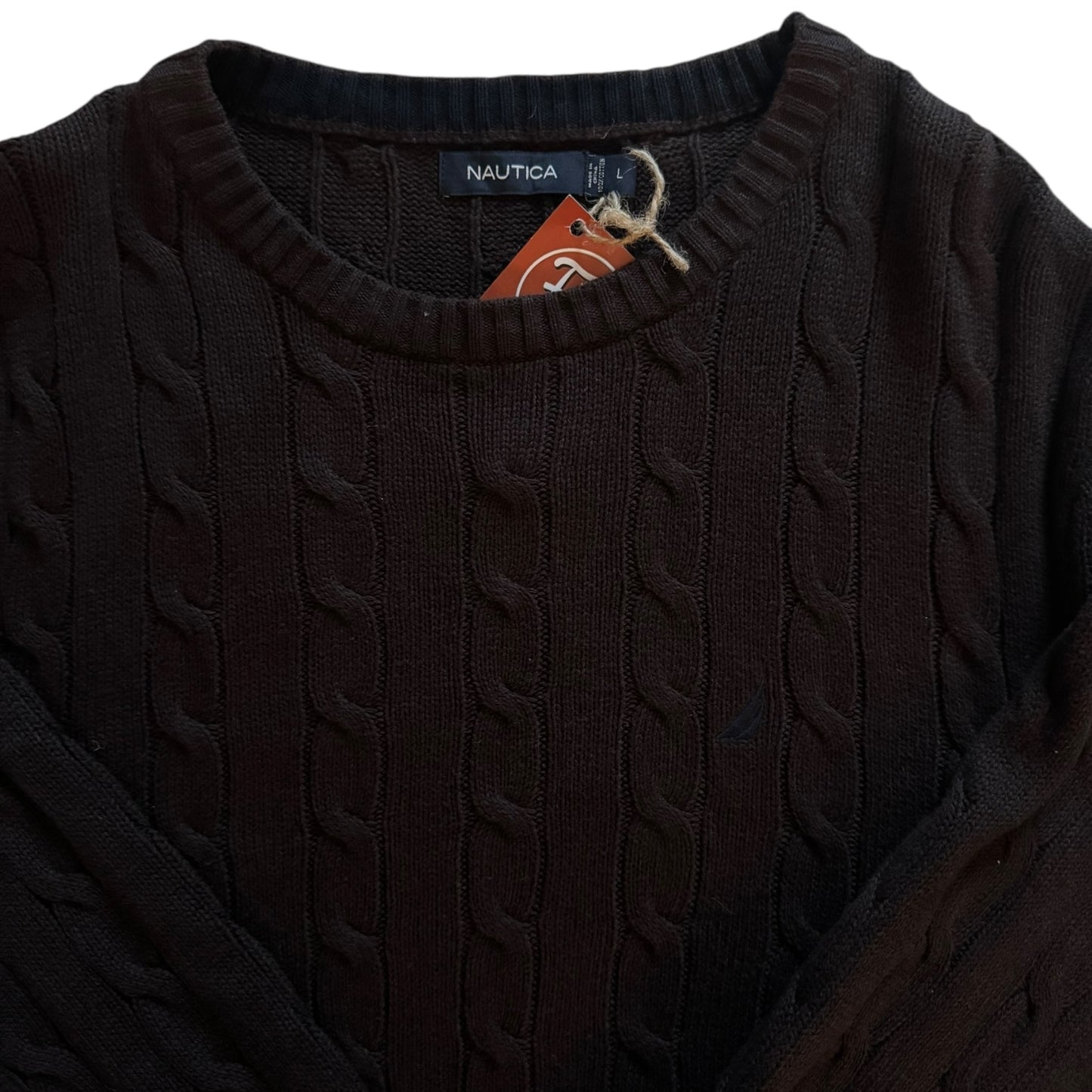 Large Nautica Brown Thick Cable Knit Jumper