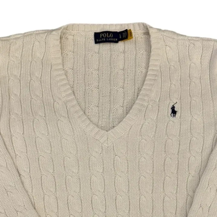 Womans Large Ralph Lauren White Cable Knit