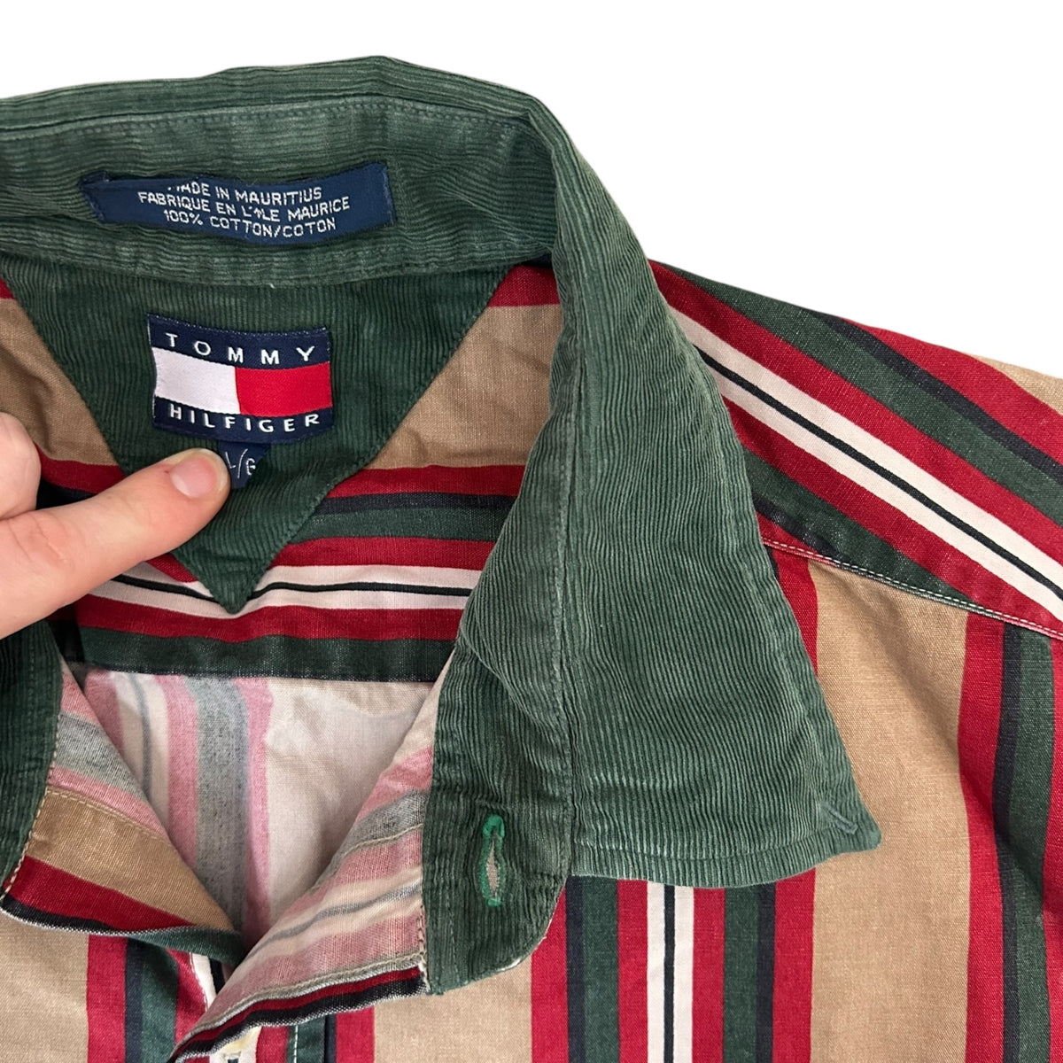 Large Tommy Hilfiger Beige Striped Shirt