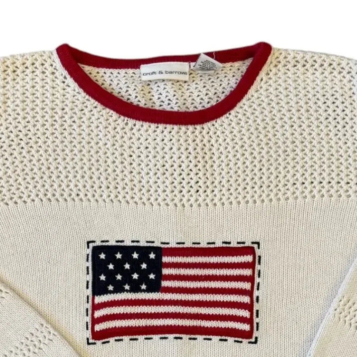 Womans Medium Croft & Barrows White USA Flag Knitted Jumper