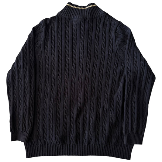 Women’s XXL Ralph Lauren Black Cable Knit Full Zip Jumper