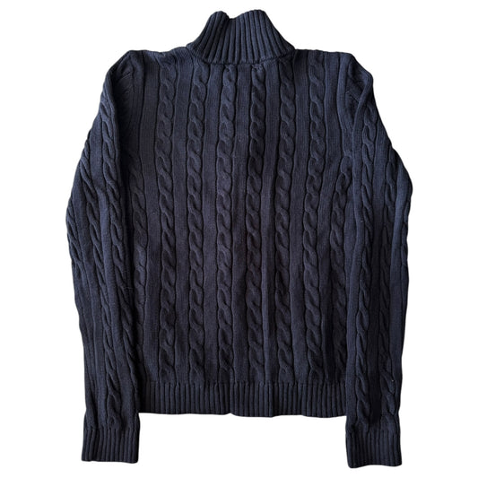Women’s Small Ralph Lauren Navy Cable Knit Full Zip Jumper