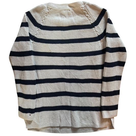 Woman’s Small Tommy Hilfiger Navy and White Striped Knitted JUmper