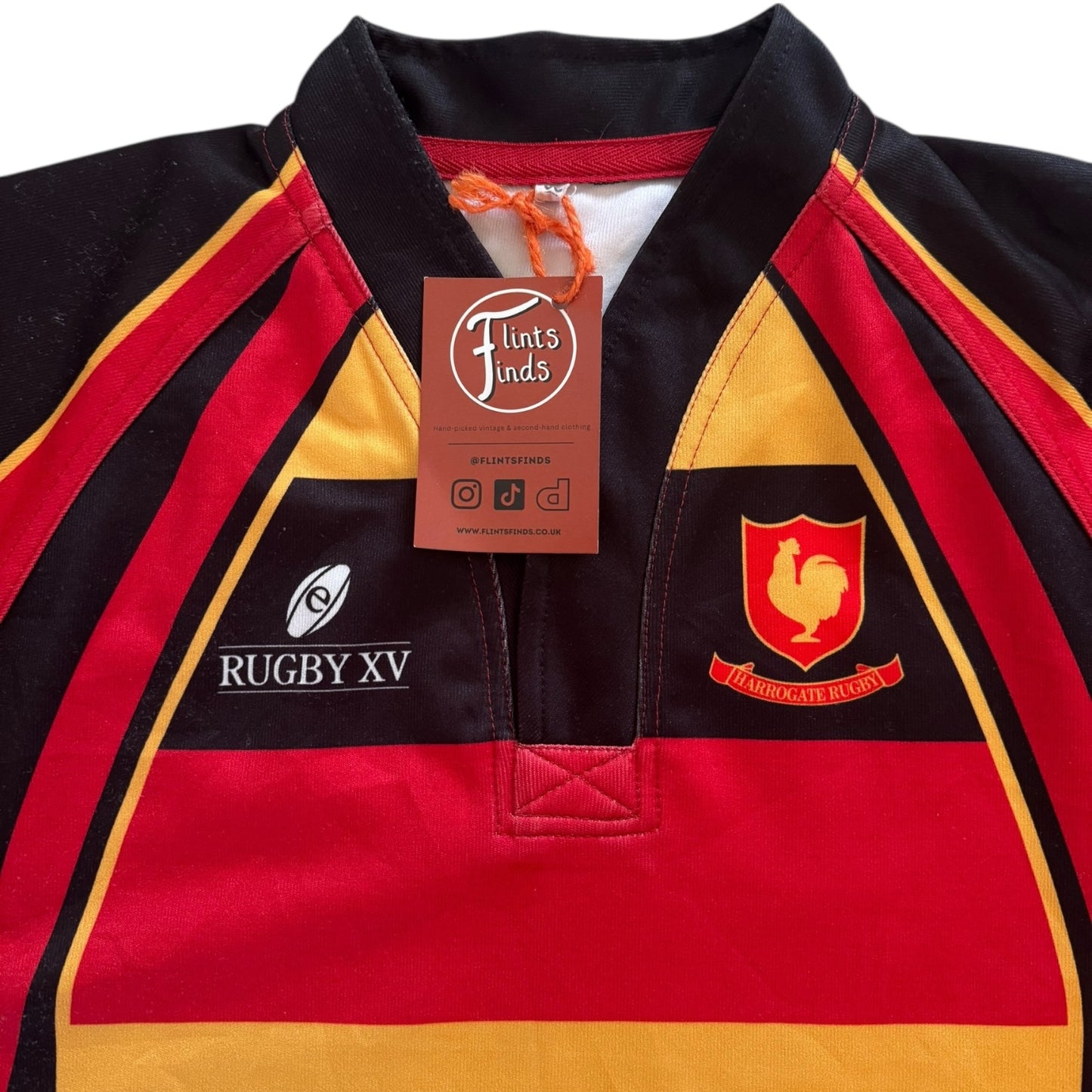 Medium Harrogate Rugby Black, Yellow and Red Rugby Shirt
