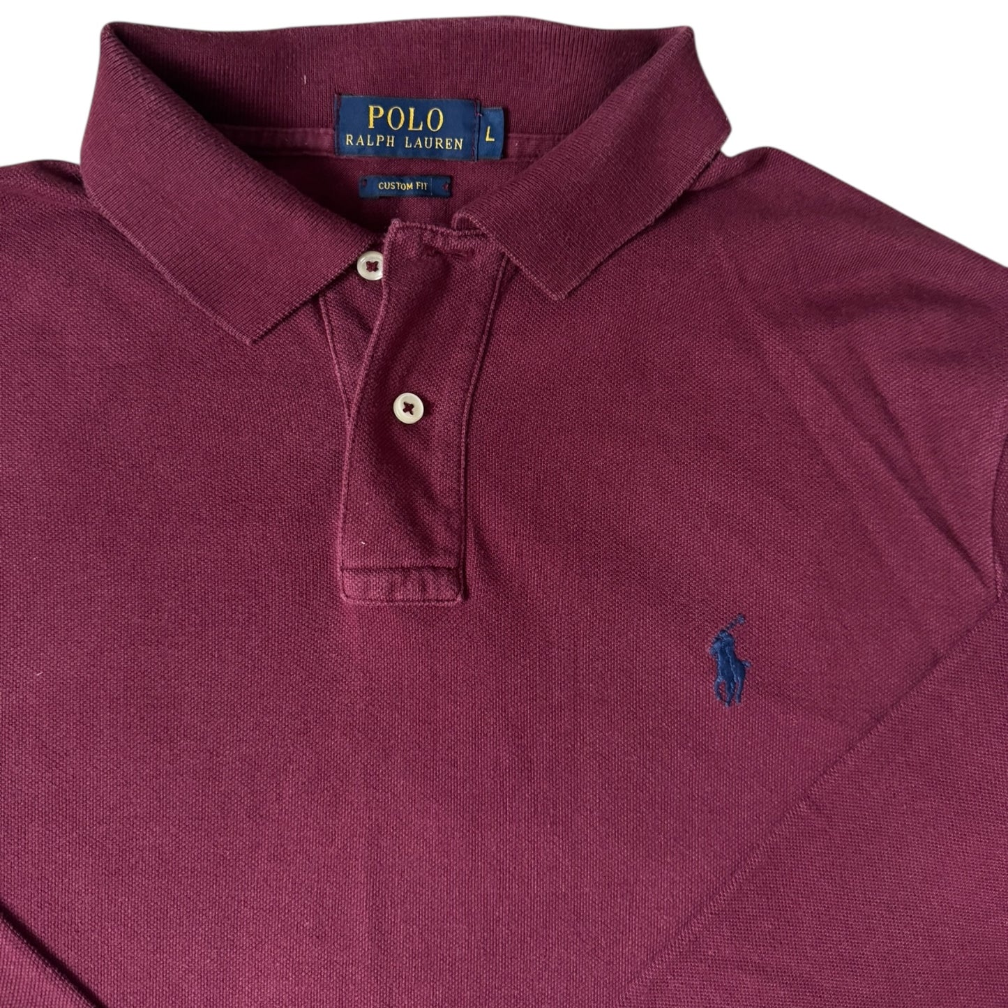 Large Ralph Lauren Burgundy Long Sleeved Polo Shirt