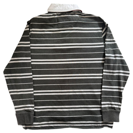 Extra Large Jeff Banks Grey Striped Rugby Shirt