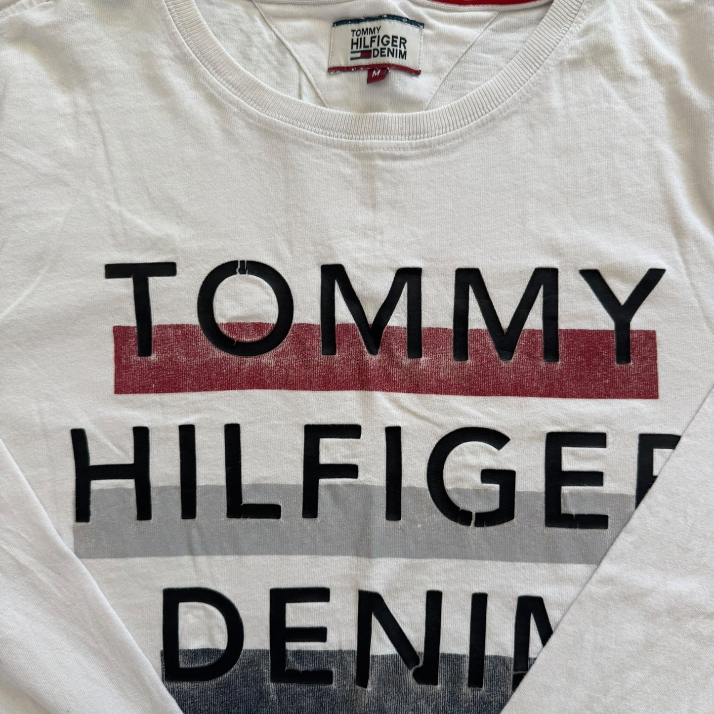 Medium Tommy Hilfiger White Long Sleeved T-Shirt