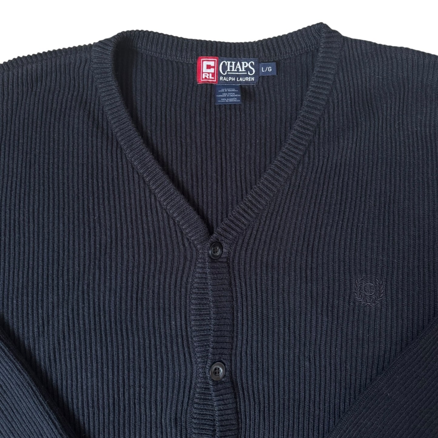 Large Chaps Navy Thick Knitted Cardigan