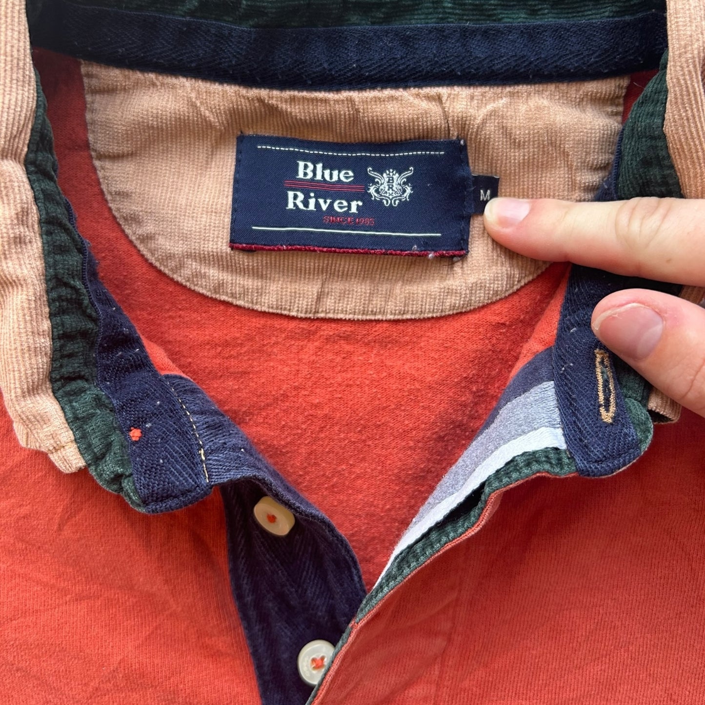 Medium Blue River Orange Rugby Shirt