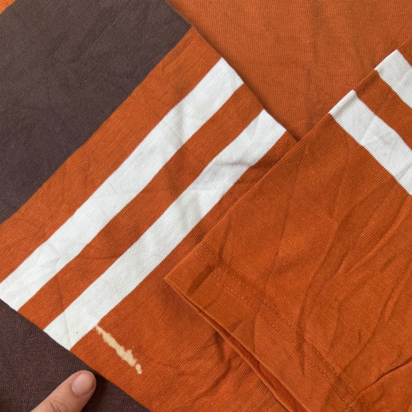 Large DF Bow Sport Orange Striped Rugby Shirt