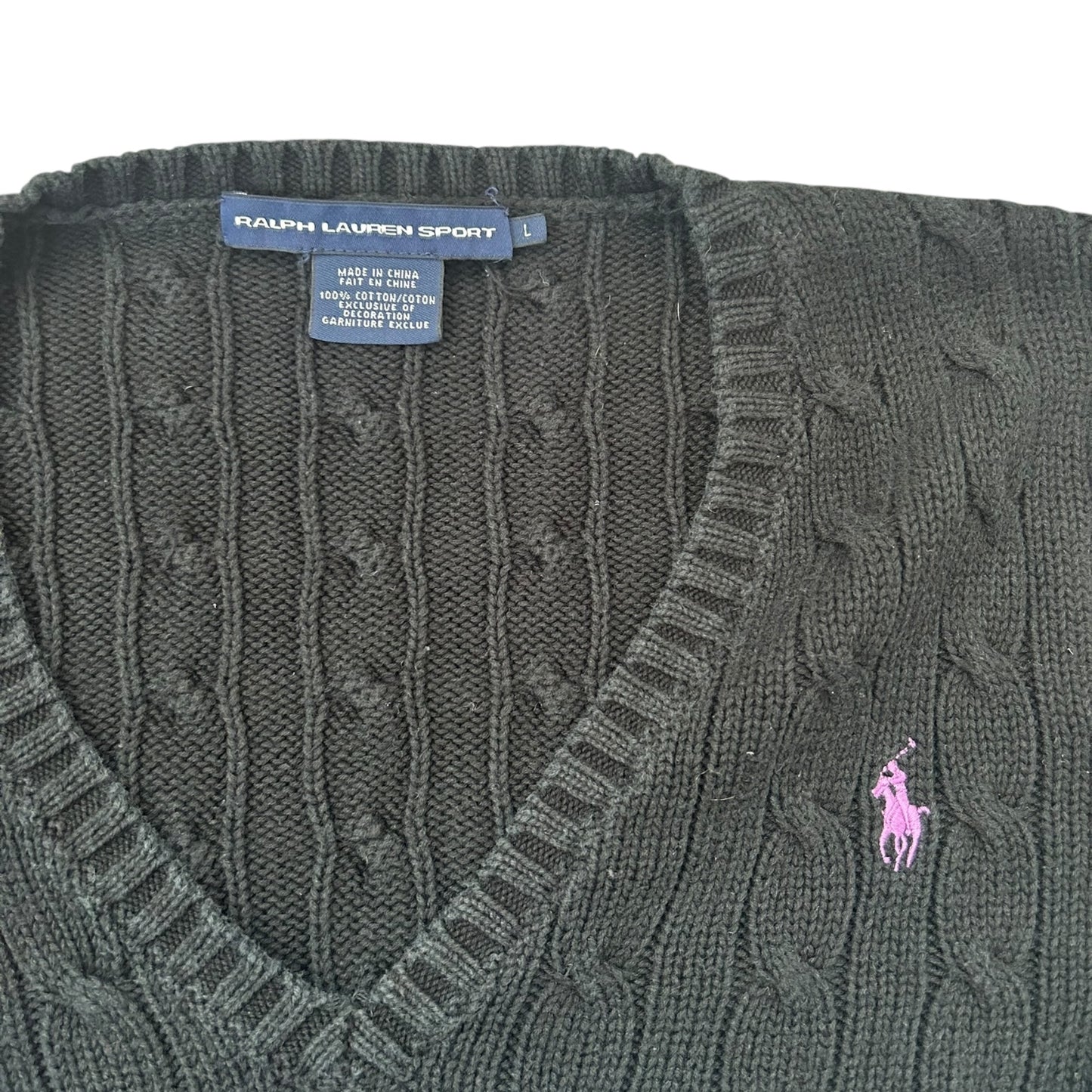 Women's Large Ralph Lauren Black Cable Knit Jumper