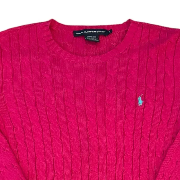 Womans Large Ralph Lauren Pink Cable Knit