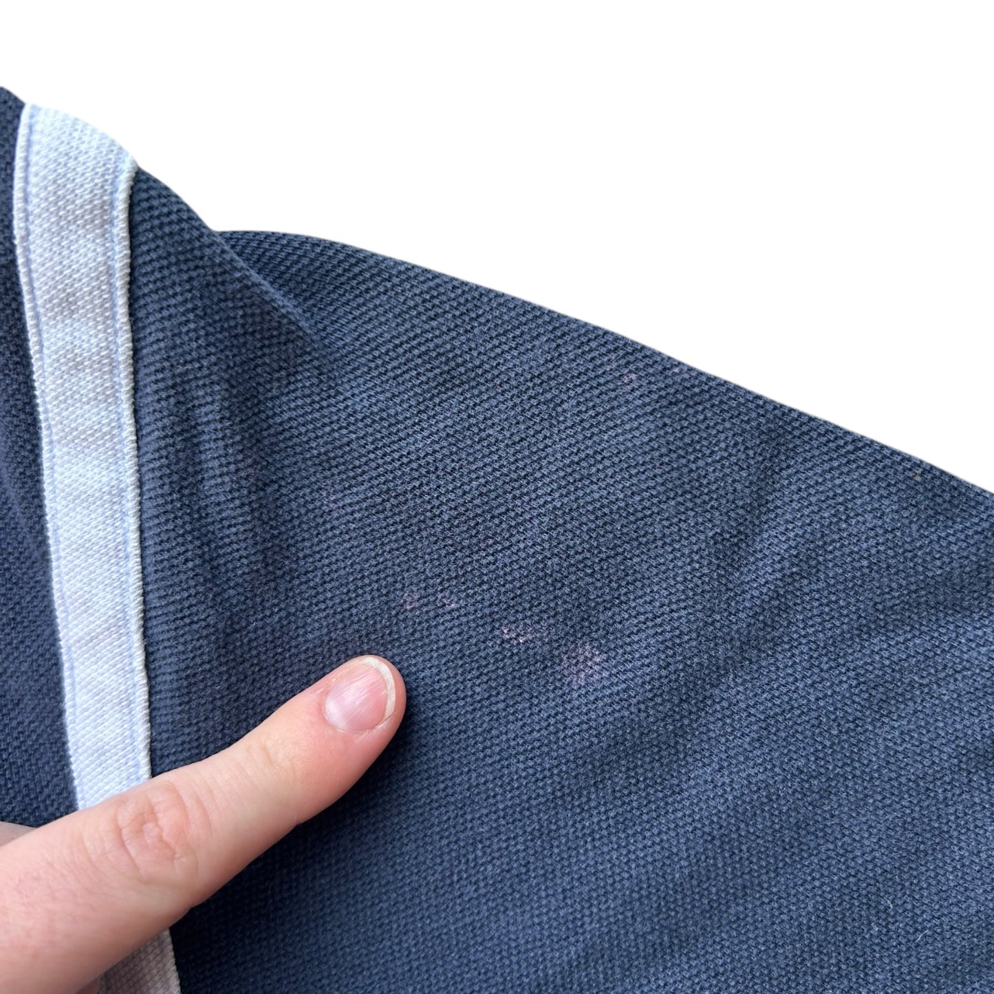 Extra Large Tommy Hilfiger Navy and Blue Striped Polo Shirt