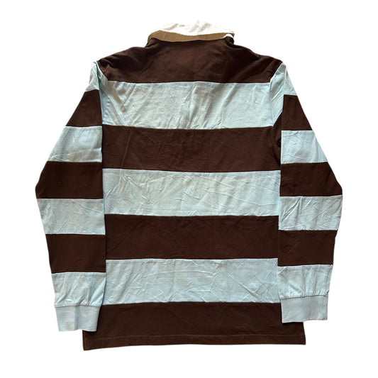 Extra Large Zara Brown and Light Blue Rugby Shirt