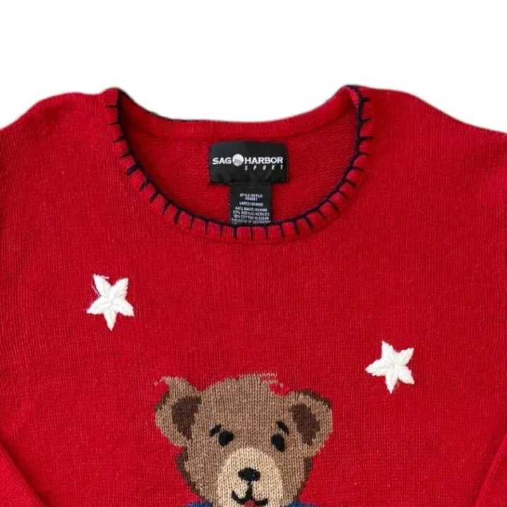 Large Teddy Bear Red Knitted Jumper