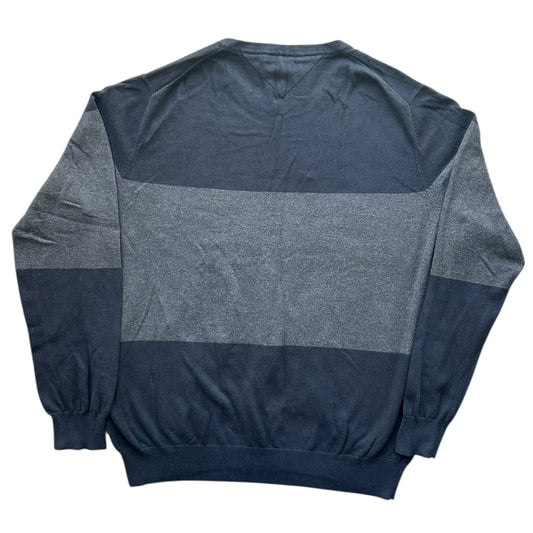 Extra Large Tommy Hilfiger Navy and Grey Sweatshirt