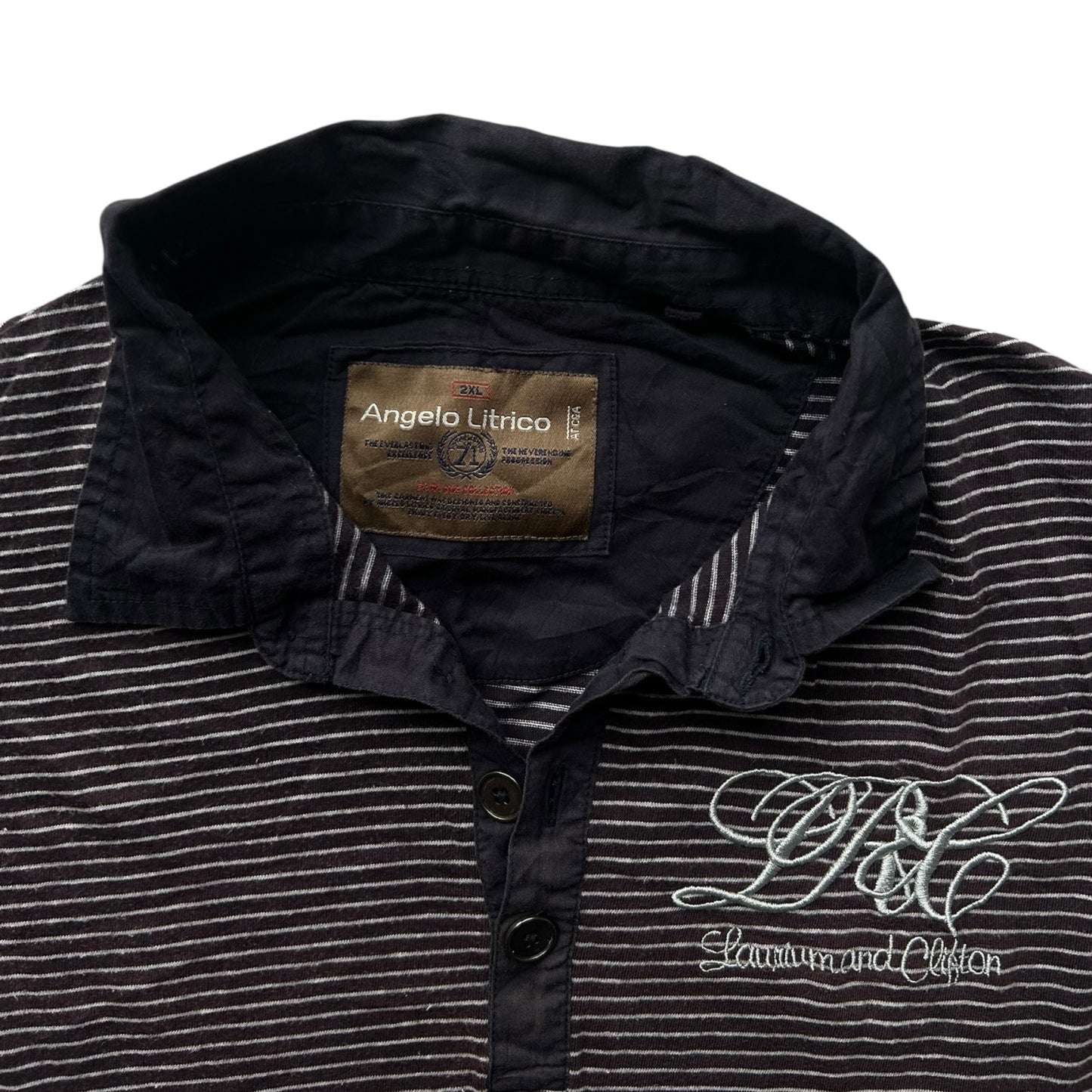 XXL Angelo Litrico Purple and White Striped Rugby Shirt