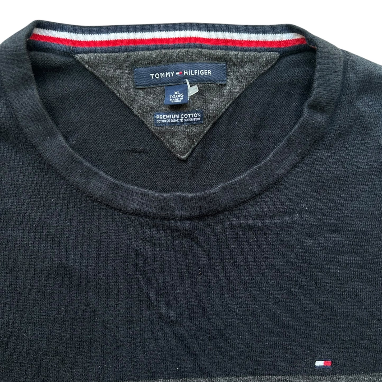 Extra Large Tommy Hilfiger Navy and Grey Sweatshirt