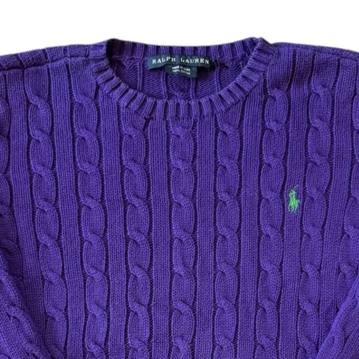 Womans Small Ralph Lauren Purple Cable Knit