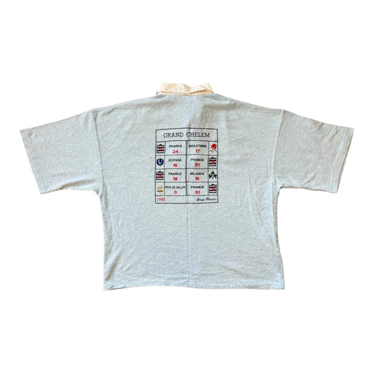 Extra large Serge Blanco Blue Cropped Rugby Shirt