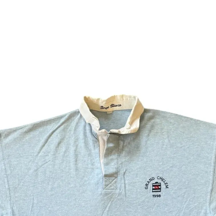 Extra large Serge Blanco Blue Cropped Rugby Shirt