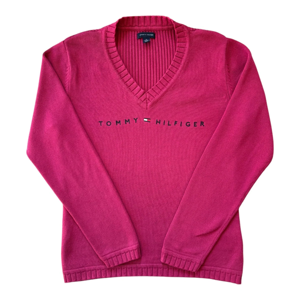 Extra large Tommy Hilfiger Pink Knitted V-Neck Jumper