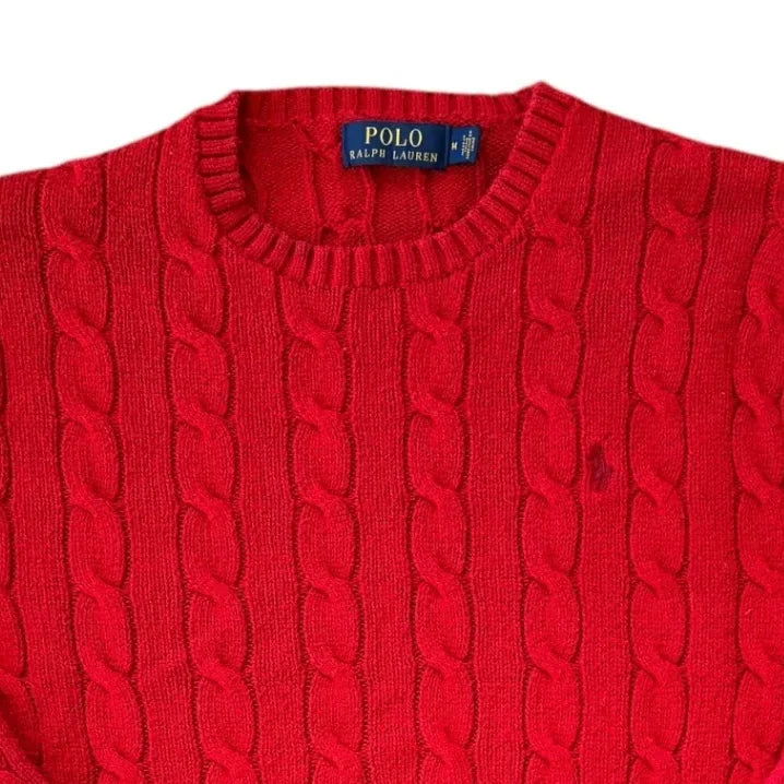 Medium Ralph Lauren Red Cable Knit