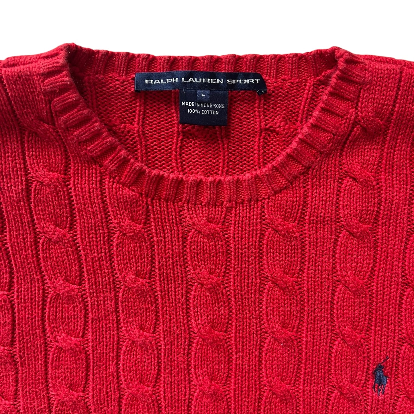 Woman’s Large Ralph Lauren Red Cable Knit