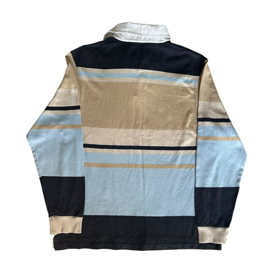 Large Morstyle Beige, Navy and Blue Rugby Shirt
