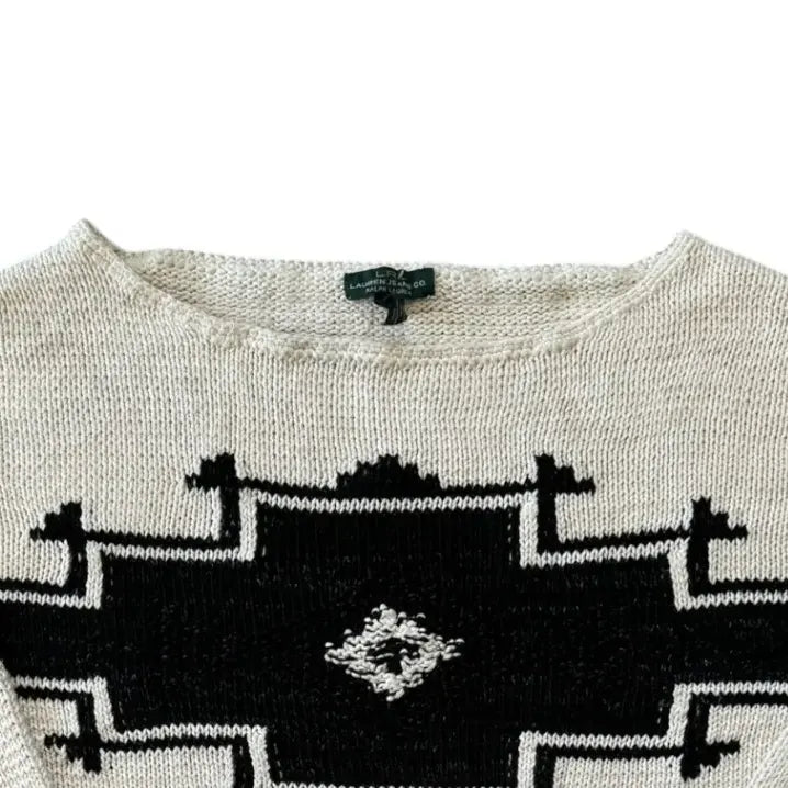 Womans Large Ralph Lauren Off-White Aztec Knitted Jumper