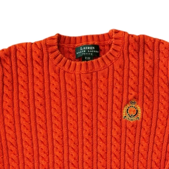 Womans Medium Ralph Lauren Orange Cable Knit