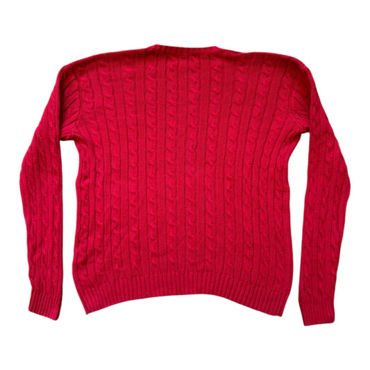 Womans Large Ralph Lauren Red Cable Knit