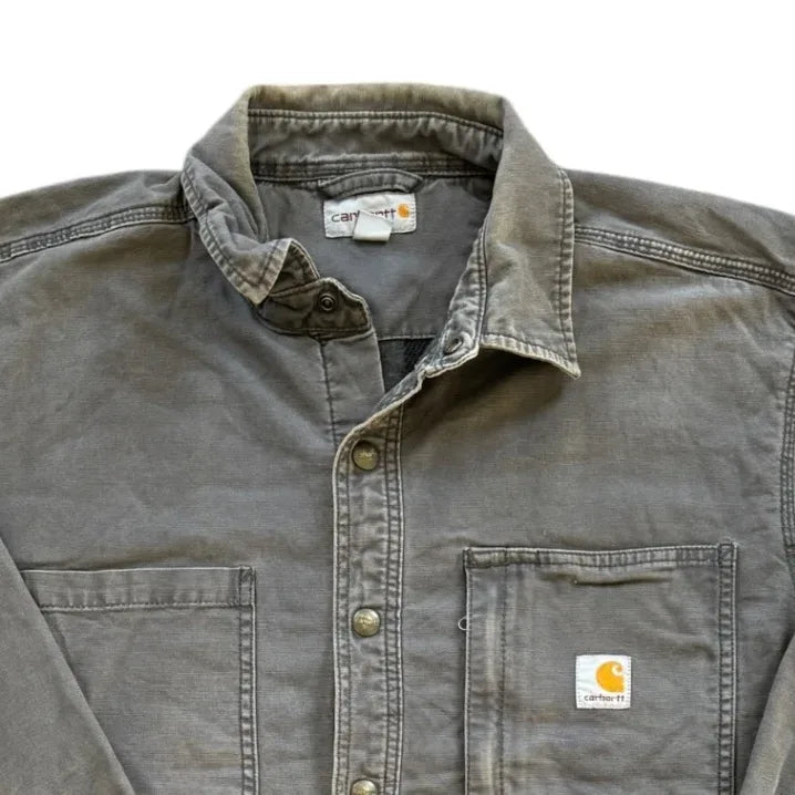 Large Carhartt Grey Work Shirt Jacket