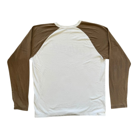 Large Carhartt White and Brown Long Sleeved T-Shirt