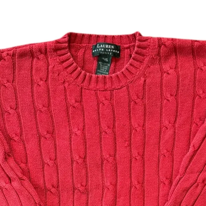 Womans Small Ralph Lauren Red Cable Knit