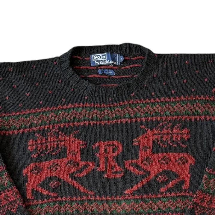 Extra large Ralph Lauren Black Knitted Reindeer Jumper