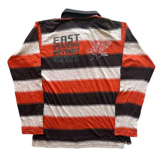Medium East Pole Orange and Brown Striped Rugby Shirt