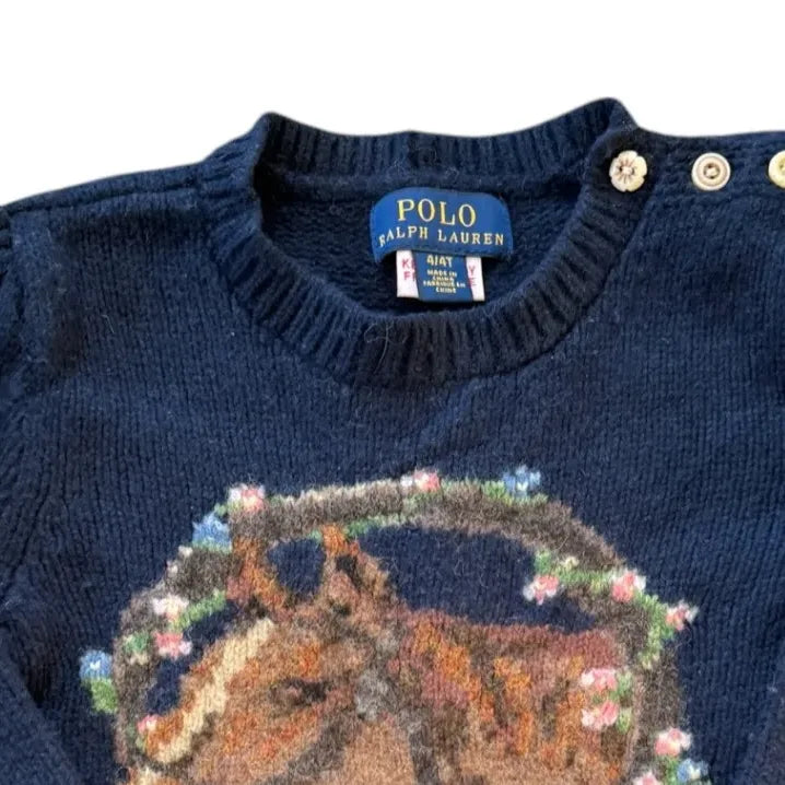 Aged 4 Ralph Lauren Navy Horse Knitted Jumper