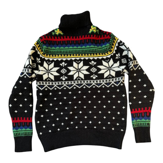 Small Ralph Lauren Black Intarsia-Knit Wool Turtle Neck Jumper