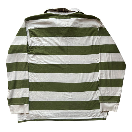 Extra Large Throttleman Green and White Rugby Shirt
