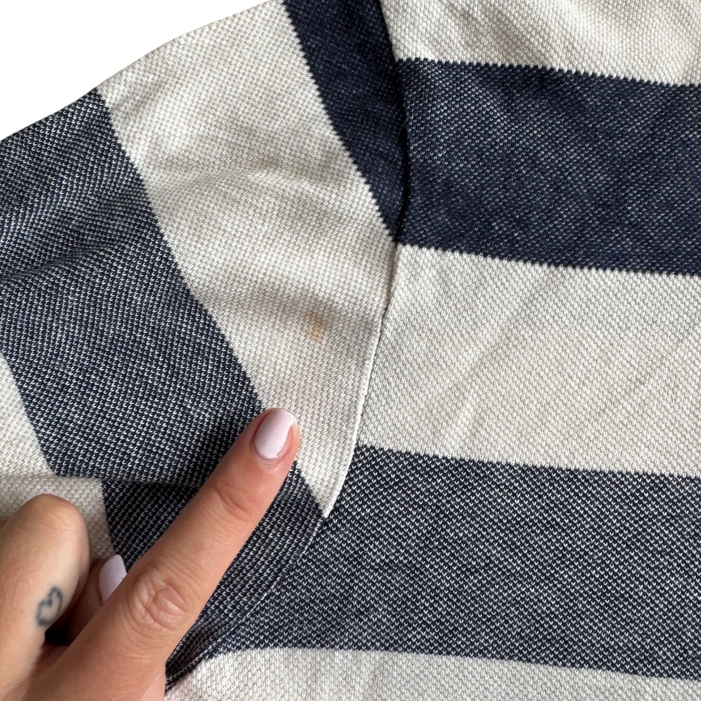 Large Atlas For Men Cream and Blue Striped Rugby Shirt