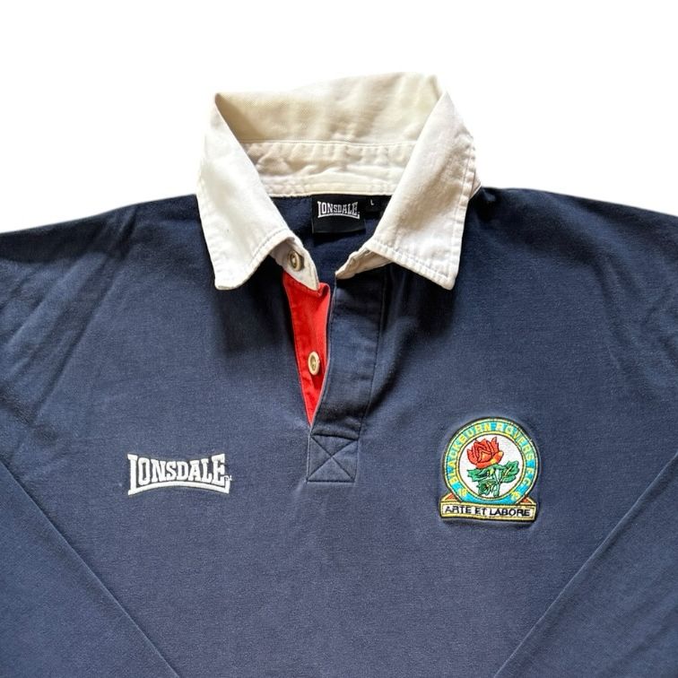 Large Lonsdale Navy Blackburn Rovers Football Club Rugby Shirt