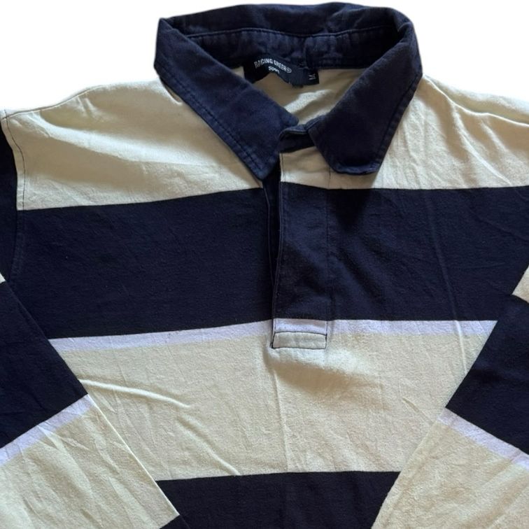 Medium Racing Green Navy and Cream Rugby Shirt