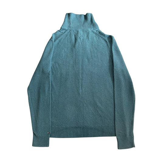 Extra large Tommy Hilfiger Blue Cable Knit Shawl Neck Jumper