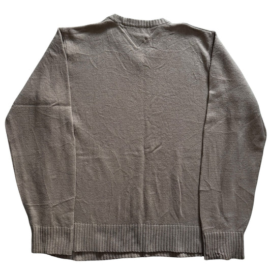 Large Tommy Hilfiger Beige Lambswool V-Neck Knitted Jumper