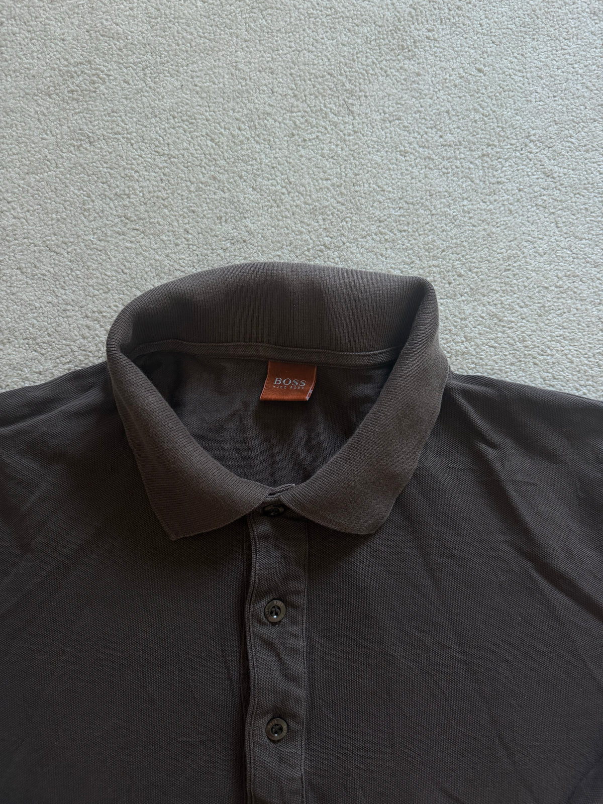 Large Hugo Boss Brown Long Sleeved Polo Shirt