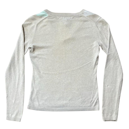 Woman's Medium Tommy Hilfiger Beige V-Neck Argyle Jumper